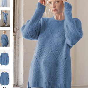 Dusty Blue Pointelle Oversized Sweater